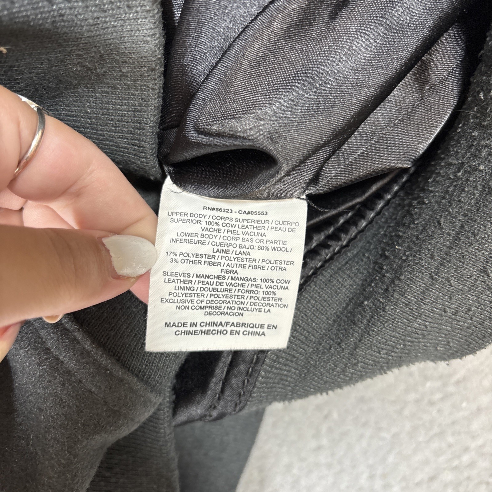 SACAI X NIKE NIKE Uomo Taglia L Destroyer OG Bomber Nero Grigio Pelle Lana Maniche Cappotto Giacca