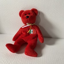 1999 Ty Beanie Babies  Osito  the Red Mexican Flag Teddy Bear rare USA exclusive
