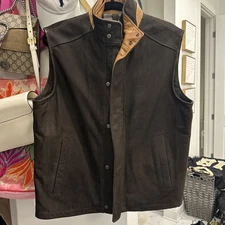 Daniel Cremieux Men's Vest Brown Leather Suede Full Zip M 