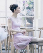 Chacott Nercollaboration Leotard Pink Purple Heart Neckline Cap Sleeves Women's