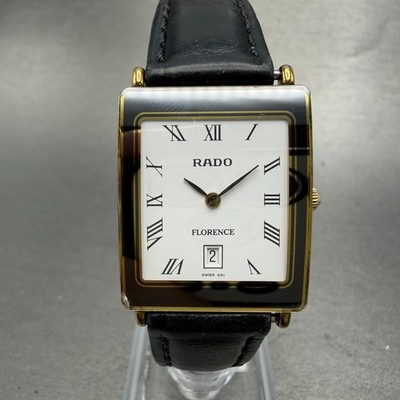 Rado Florence Watch Men 24mm White Dial Gold Tone Date 160.3605.2N New battery