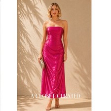 Vintage Y2K Jessica McClintock for Gunne Sax Strapless Maxi Dress Gown XS Pink