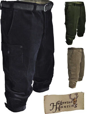 Stretch-Cord Kniebundhose Wanderhose mit Beintasche- Messertasche Hubertus blau