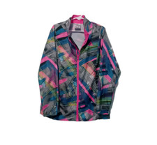 Adidas Girl's Windbreaker Geometric Neon Print Jacket Size S 8-10 