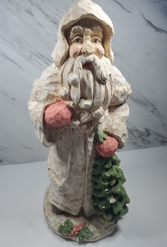 Vintage International Christmas Santa Clause Holding Christmas Tree Figurine