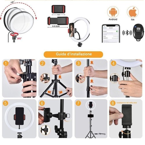 Anello Luminoso LED da 10.2" per Selfie con Supporto Treppiedi FOR Tik Tok - Foto 6 di 11