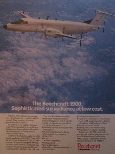 5-11/1989 PUB BEECHCRAFT RAYTHEON AVION BEECHCRAFT 1900 FLUGZEUG ORIGINAL AD - 第 1/1 張圖片