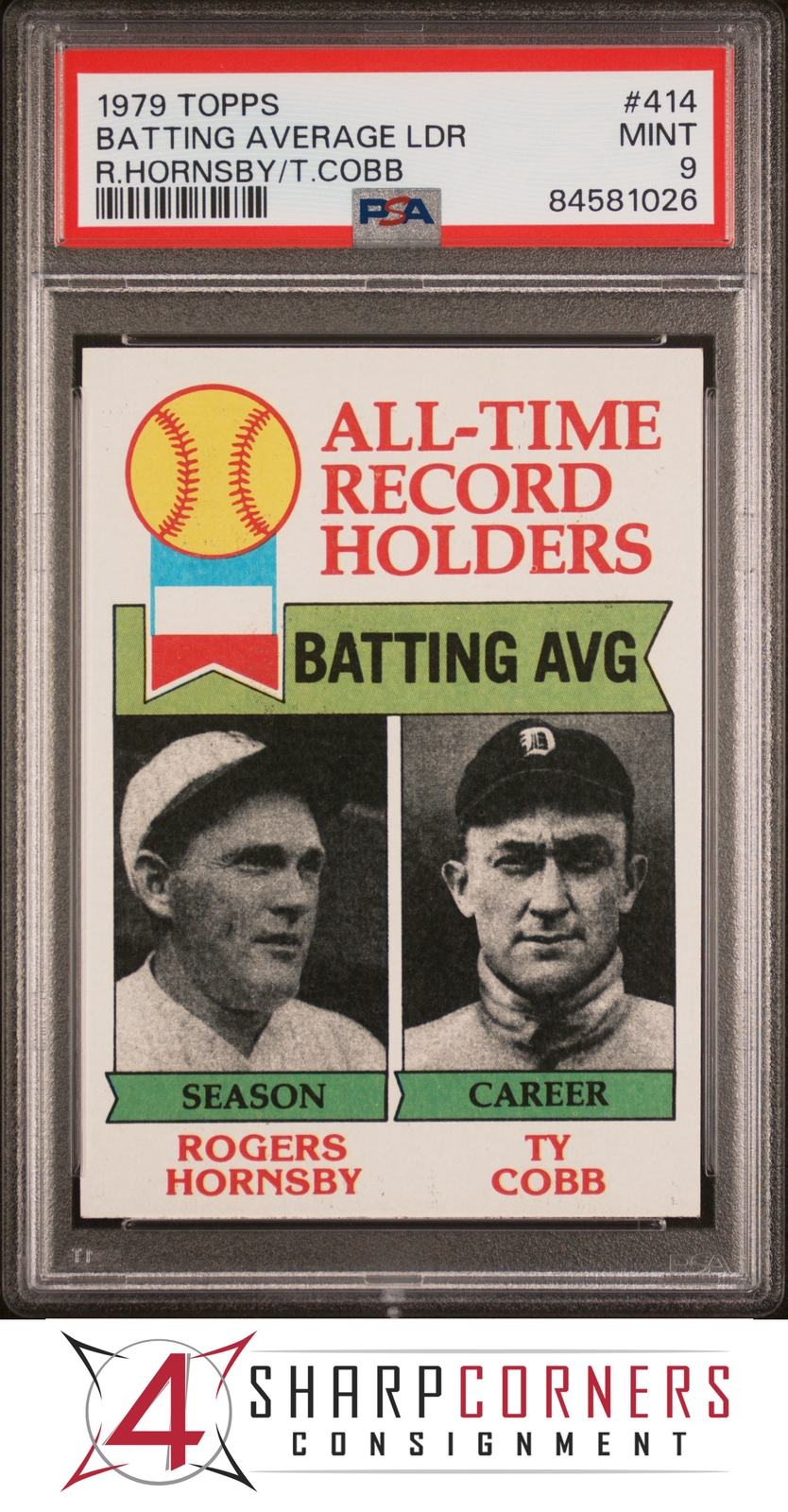 1979 TOPPS 414 ROGERS HORNSBYTY COBB BATTING AVERAGE LEADER PSA 9 eBay