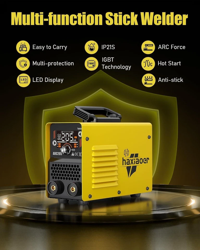 haxiaoer 205A Poste a Souder DC Inverter avec Lift TIG, ARC Force, 10 électrodes - Photo 4/4