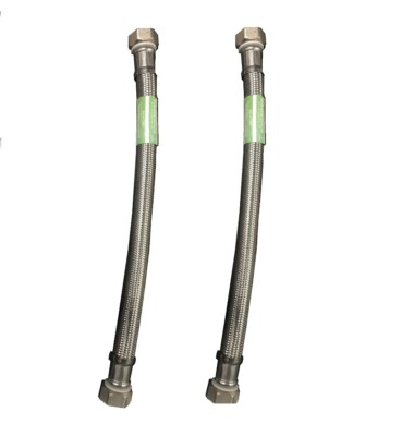 2 Pcs 3/4'' FIP x 18'' Stainless Steel Braided Water Heater Connector Hose Lines 
