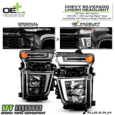 For Halogen OE Upgrade 2020-23 Chevy Silverado 2500HD 3500HD Full LED Headlights