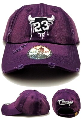 Chicago New Greatest 23 Drip Jordan Bulls VINTGE Grape Dad Era Strapback Hat Cap