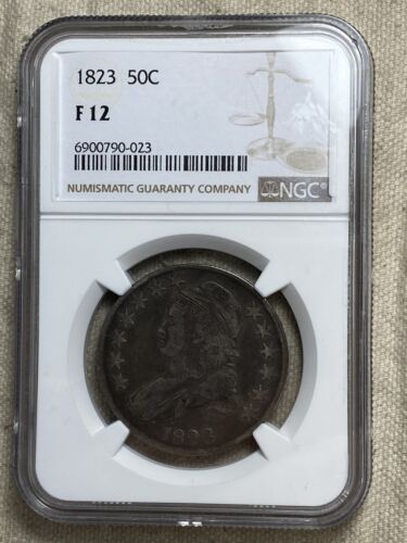 1823 Capped Bust Half Dollar NGC F12 Freshly Graded Better Date