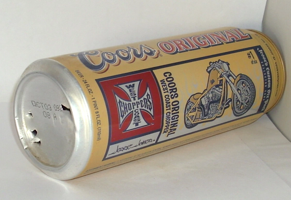 EMPTY BEER CAN 24oz COORS JESSE JAMES WEST COAST CHOPPERS MOTORCYCLE RAT HARLEY