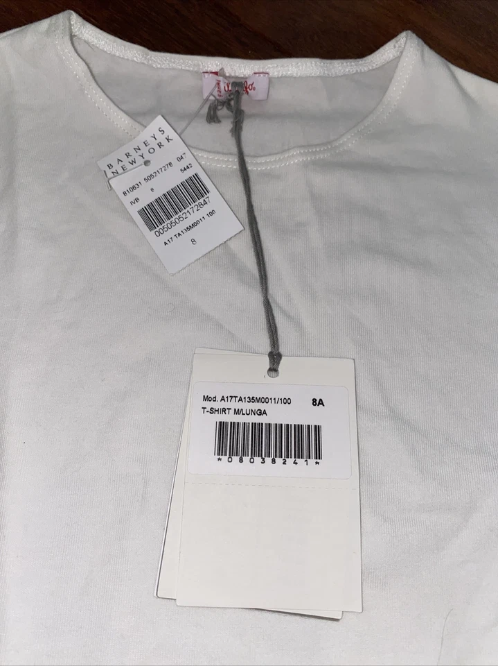 NWT 8 Yr IL GUFO RUFFLE SLEEVE OFF WHITE BARNEYS T-shirt Top Tee GIRLS 128 - Image 2 of 4