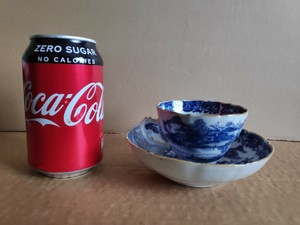 Antique Chinese blue and white porcelain cup and saucer - A/F