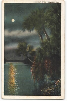 1922 Scene At Even-Tide, Florida Postcard VTG ME9.