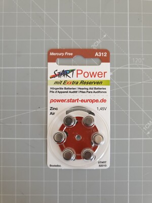 START POWER A312 Hörgerätebatterien 1,45V 20×6 Stück (120 Batterien)Exp.:2026/09