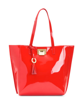 BADGLEY MISCHKA BOBBIE RED LEATHER TOTE HANDBAG AUTHENTIC $428 CHRISTMAS GIFT!