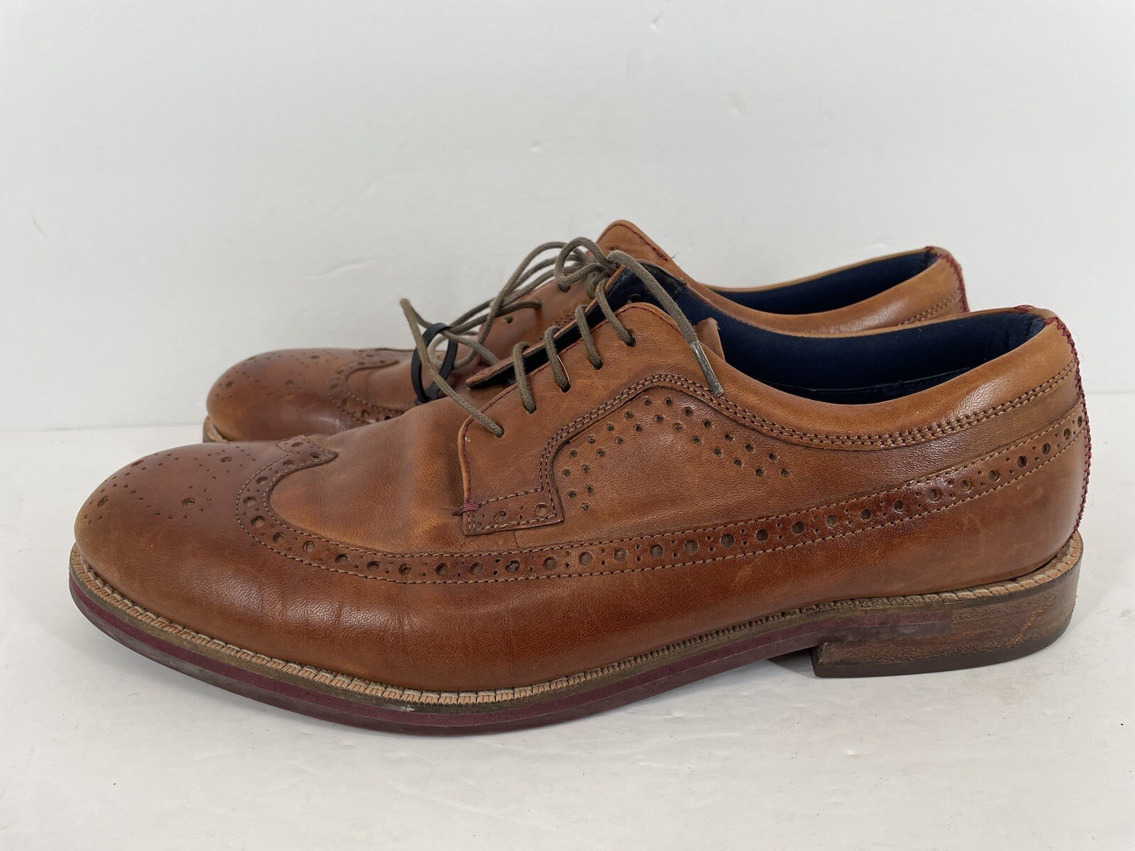 SAOLA Ted Baker London Mition Wingtip Derby pelle marrone chiaro da uomo taglia 11 5