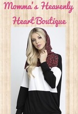 NWT Leopard Color Block Contrast Long Sleeve Hoodie Top  A Free Gift Reg  Plus