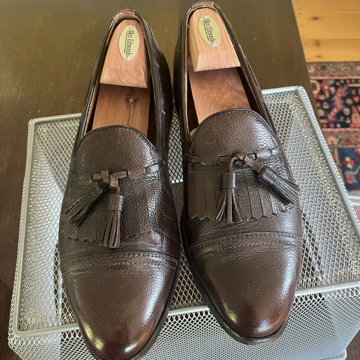 Allen Edmonds Dalton Shoes Men\'s Size 10.5 C Brown Leather Tassel Loafer Dress Allen Edmonds Mens Bridgeton Tassel Loafer Brown Slip On  main image 4