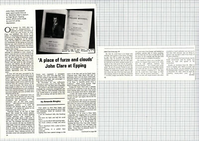 John Clare Bauerndichter Allens Asylum Epping Essex Amanda Bingley - 1979 Artikel