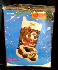 Vtg Titan Felt Stocking Kit 95109 Santa Claus Toys Chimney 1988 Sealed Christmas