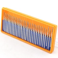 30Pcs diamond coated CYLINDER 2mm grinding burrs set point heads Shank 2.35mm 9#