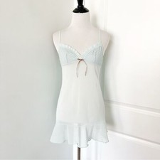 Vintage Victoria's Secret Angels Light Blue Chemise Sleepwear Slip Dress Medium