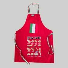 Italian Kitchen Cooking Apron Pane 13 Regional Breads Red Green Made in Italy