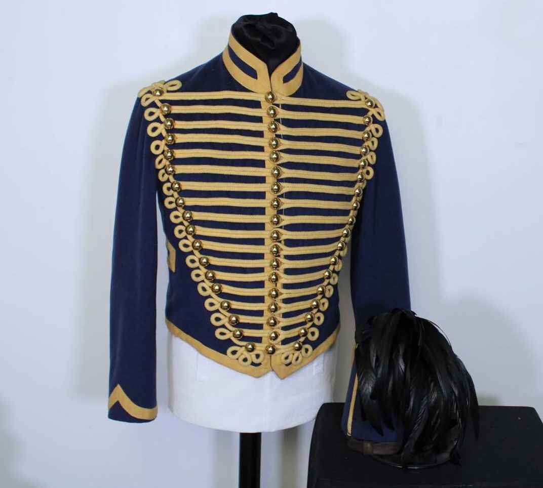 Navy Blue 8th Hussar Men Dolman 1854 Gold Braid Wool/Gold Braid