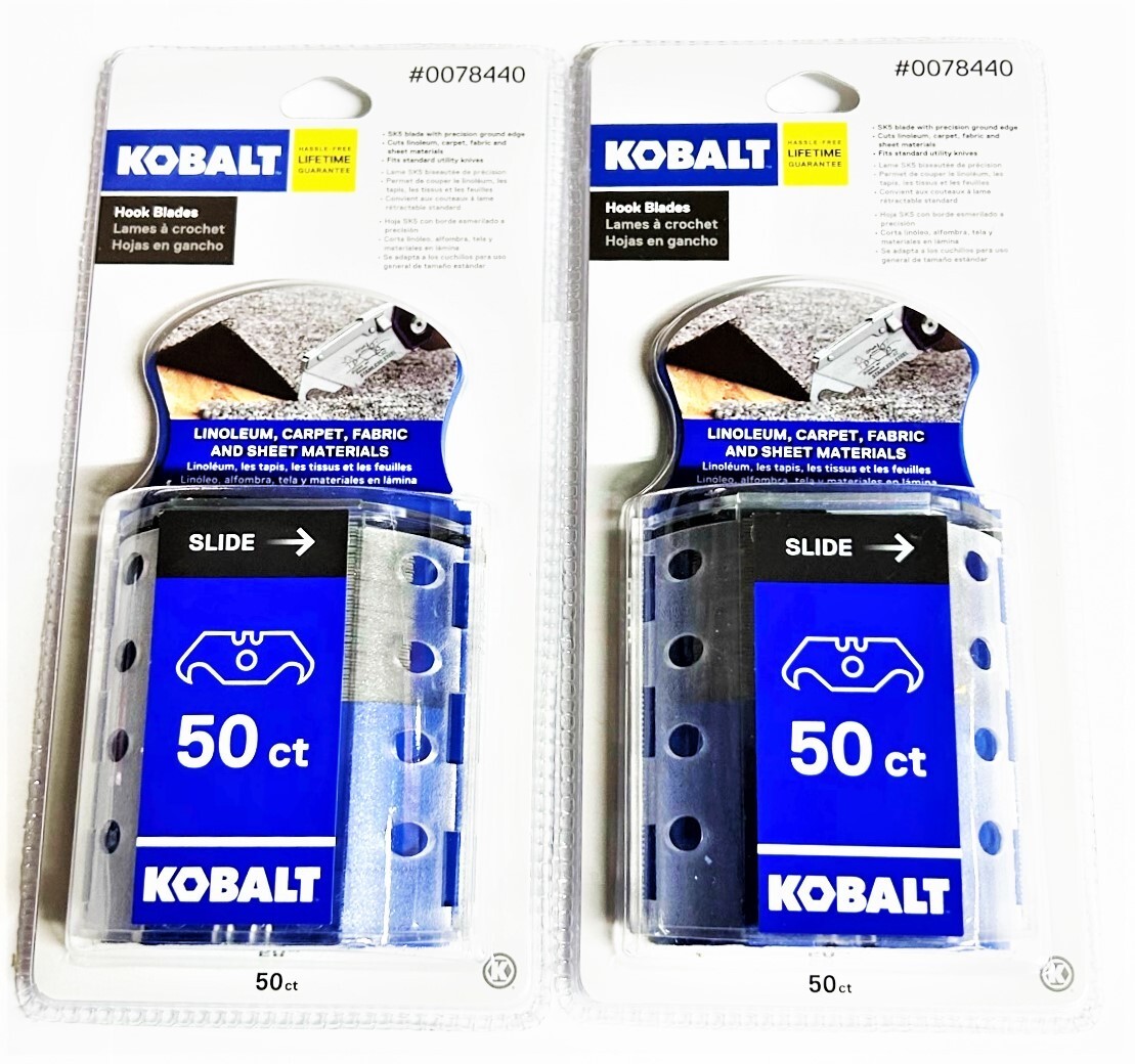 100 KOBALT HOOK BLADES UTILITY RAZOR KNIFE 50PACK CARPENTER ROOFING