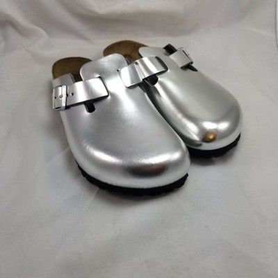 birkenstock boston metallic silver