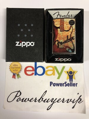  NEW  Zippo Lighter Fender Guitar Design Street Chrome  2 DAY GET 