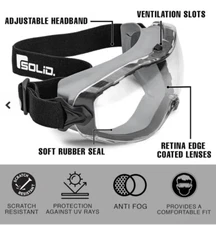Anti-Fog Safety Goggles: Adjustable Strap, Padding for Protection, Black/Gray