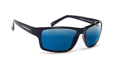Coyote Eyewear BP-13 Polarized Bi-Focal Sunglasses Black w/Blue Mirror Lens+2.50