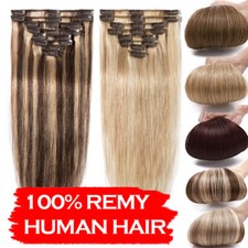 REAL REMY Clip in Human Hair Extensions Full Head Double Weft Thick Hair Pieces