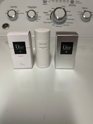 Dior Lot of 3 NIB Travel Minis, 27.5ML Total, Homme, Homme Sport, Gris Dior