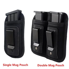 Concealed Carry Tactical Single/Double Magazine Pouch Gun IWB Belt Clip Holster