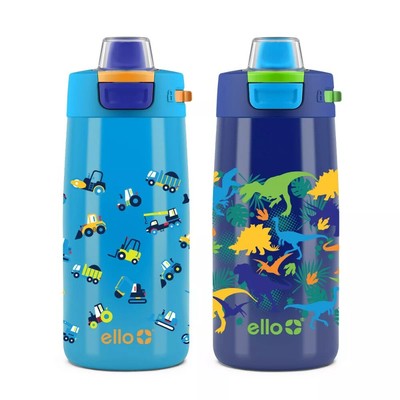 Ello 2pk Colby Kids' Stainless Steel 12oz Water Bottles Blue