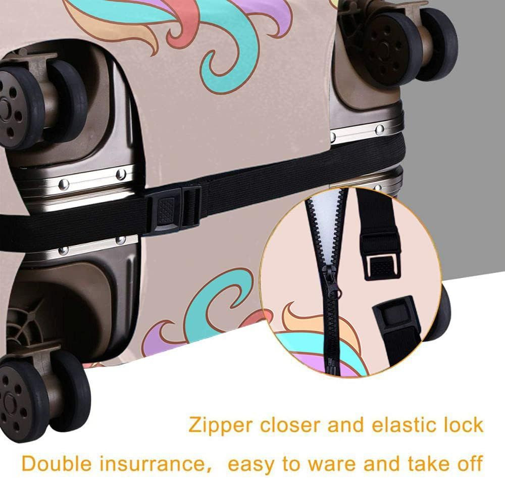 WONDERTIFY White Unicorn Luggage Cover Rainbow Hair M(22-24 Inch), Color-A98 
