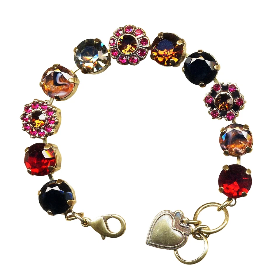 Pulsera Mariana Glamorosa Rubí Rojo, Jet, Diamante Negro, Ámbar y Fucsia Aus... Foto 2 de 3