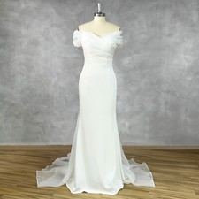 Off Shoulder Pleated handmade Mermaid Wedding Dress floor length bridal robe