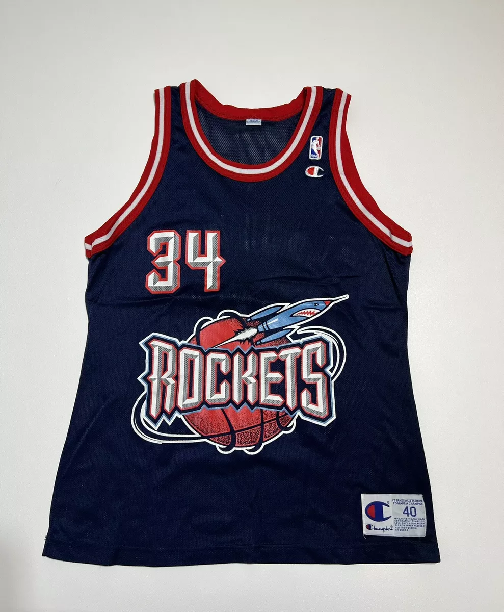 Vintage Houston Rockets NBA Jersey 34 Olajuwon Champion 90s 