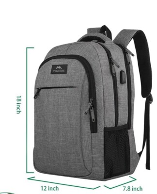 Matein Backpack Laptop School College Gray 12x18