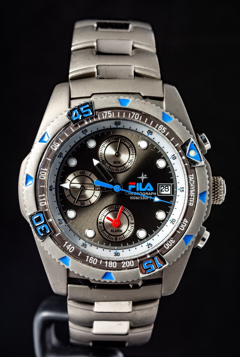 Fila Titanium Diver Chronograph Alarm Men's Quartz Watch -- Working, Ø41mm