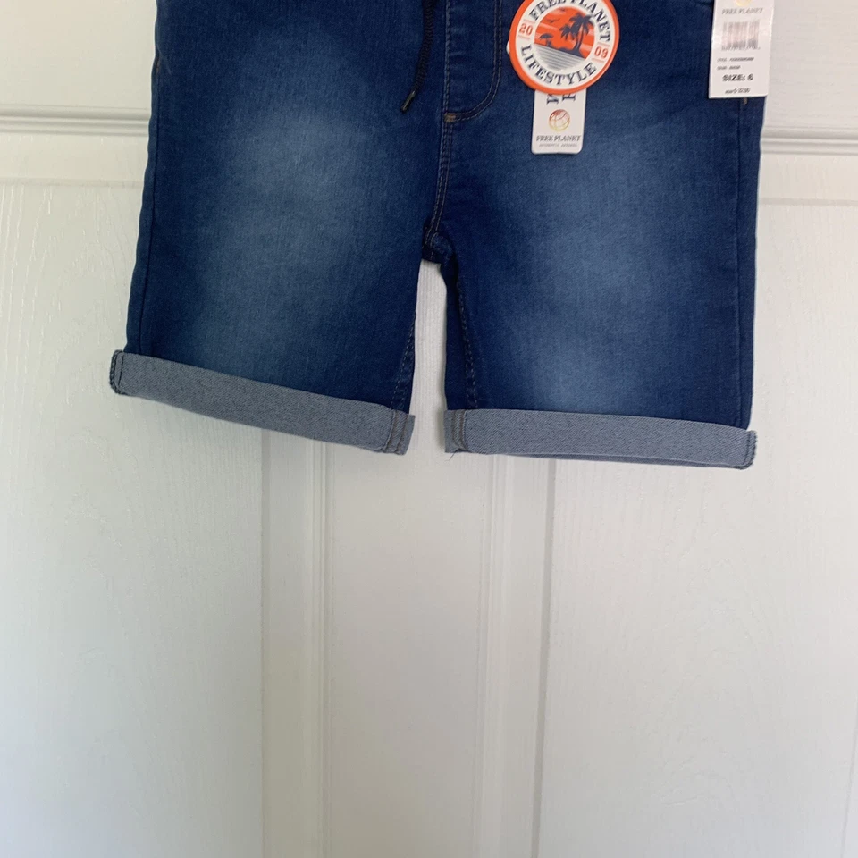 Free Planet Stretch Knit Denim Shorts-Slim Fit-Comfort Fit-Girl's Size 6 NEW - Image 3 of 4