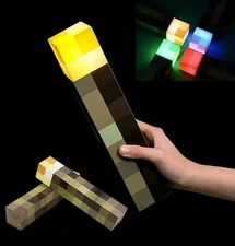 Minecraft Torch Rechargeable Portable Night Light 4-Color LED Light Interactive