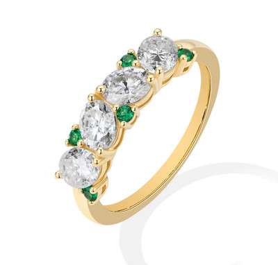 Halb-Ewigkeitsring 2,0 kt Ovalschliff Laborgefertigt Diamant Testpass VVS1/D 18 K Gold